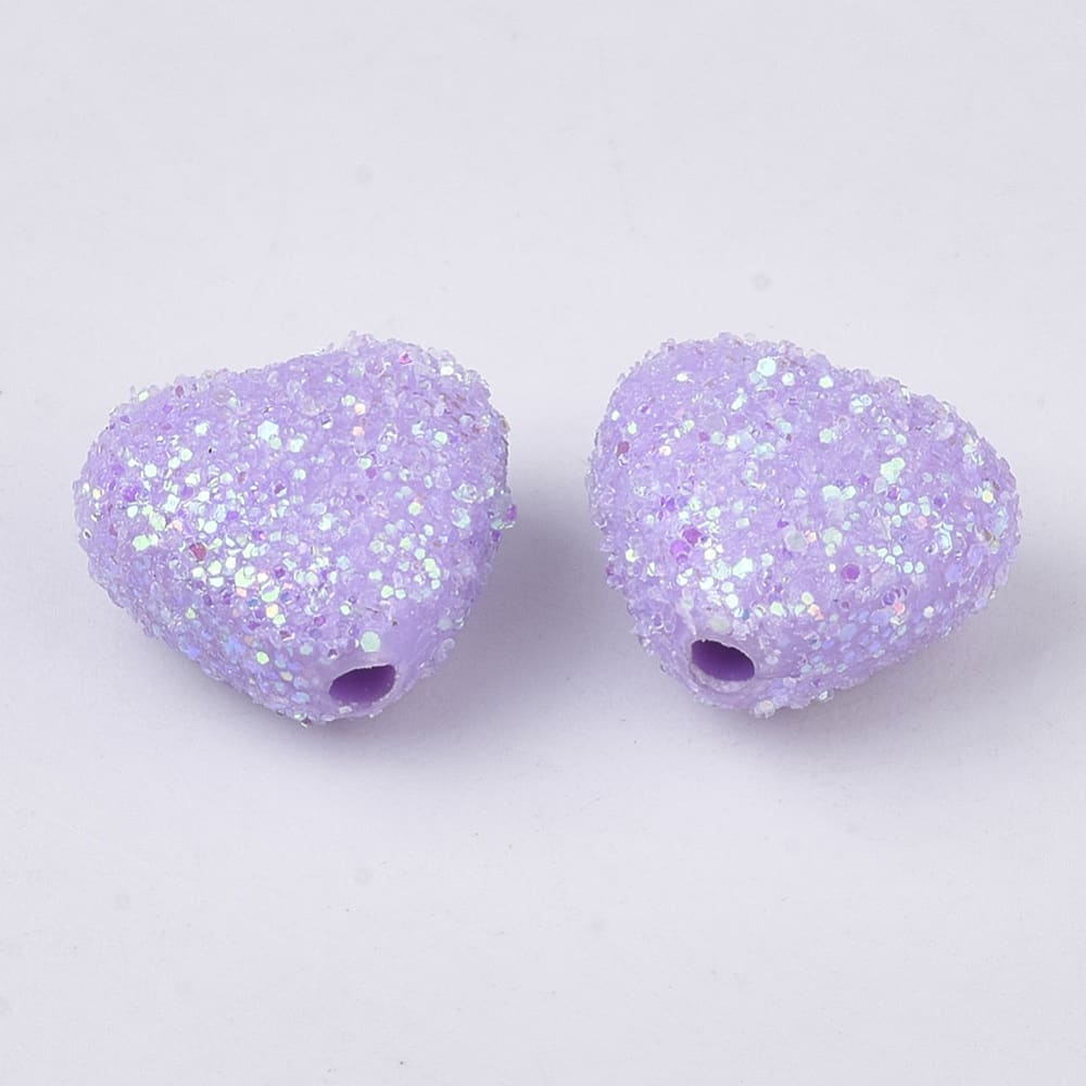 Cuentas plásticas con brillantina corazón estrella esfera / 24 uds2