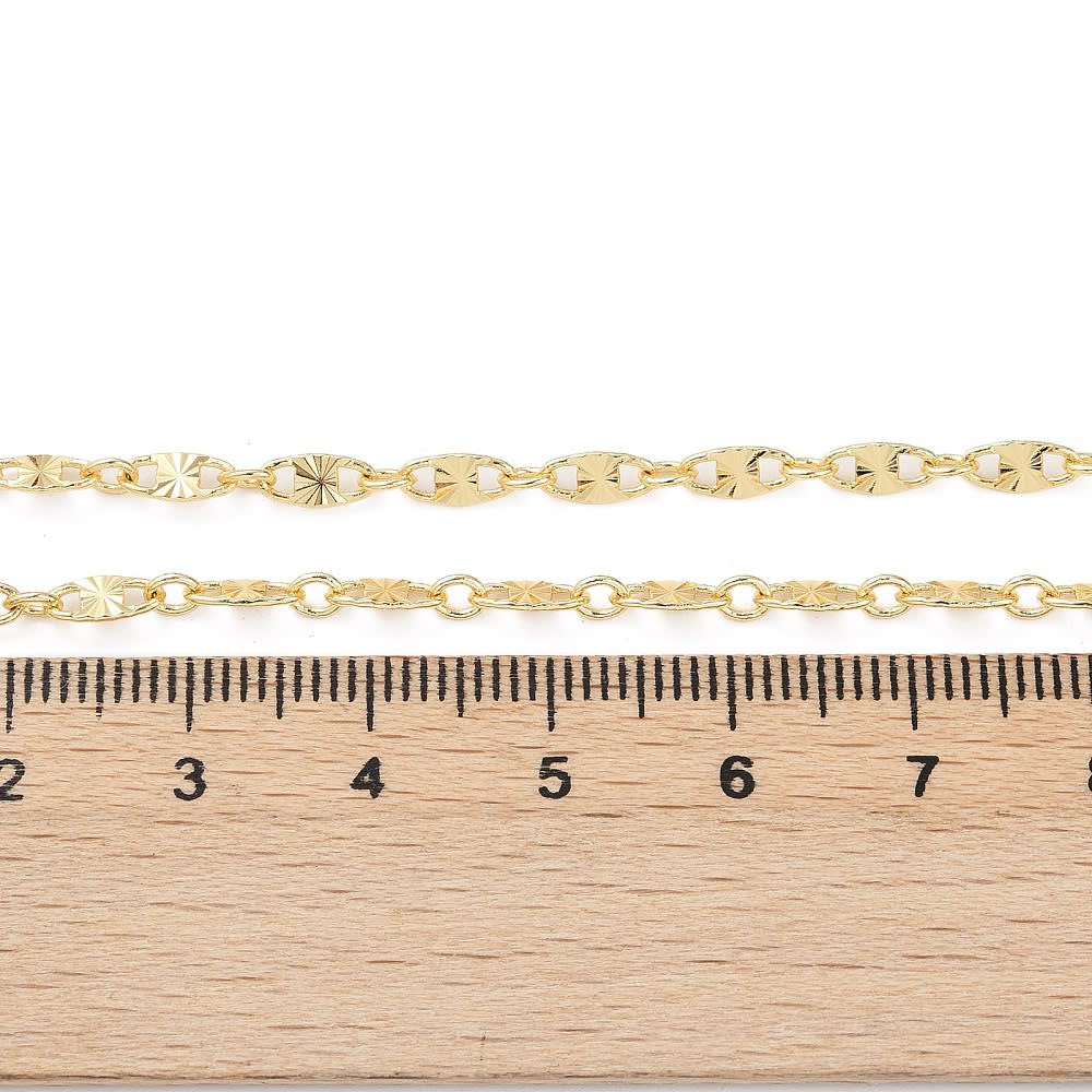 Cadena armada tejido grano de café 6.5x3 mm baño oro / unidad2