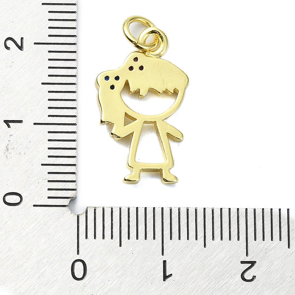 Dije colgante niña niño zircón 19 mm baño de oro / unidad5