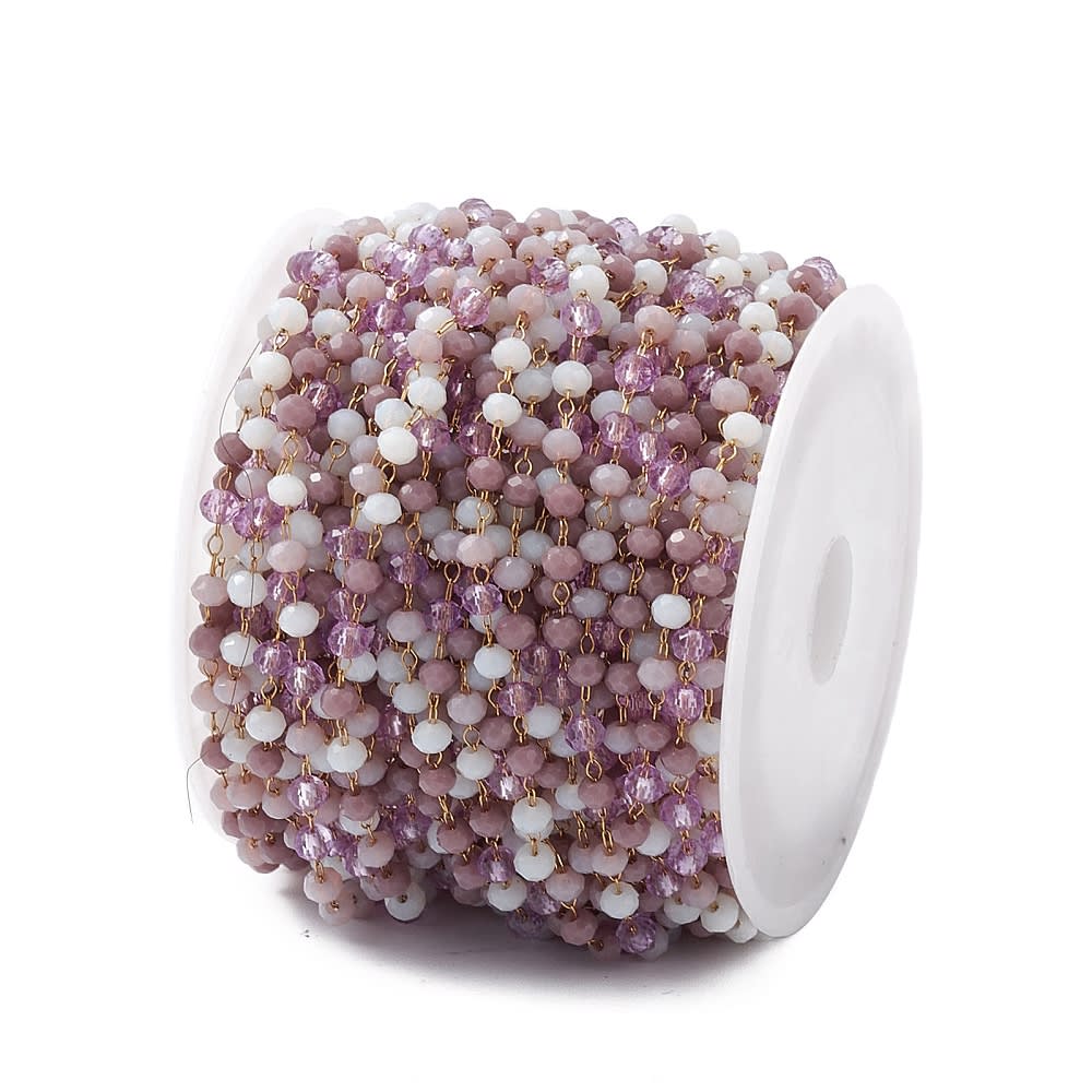 Cadena con cristal de color acero dorado / metro7