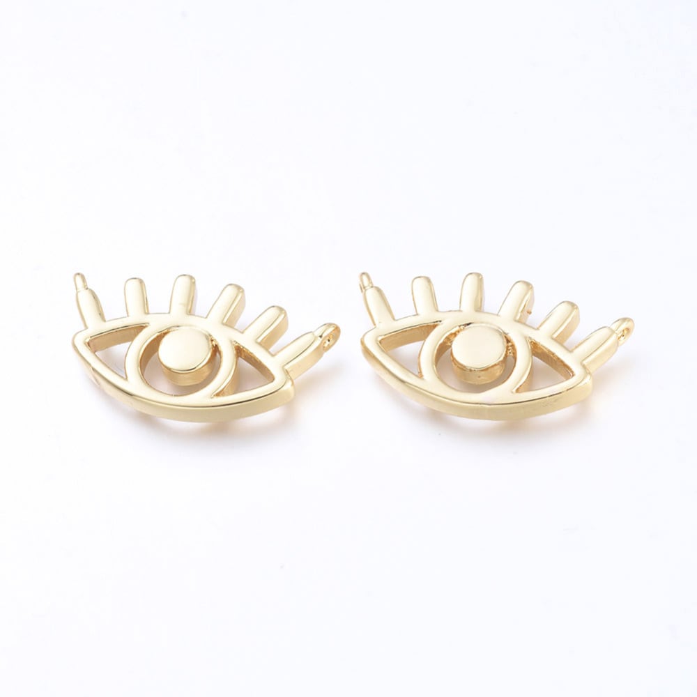 Dije pasador ojo pestaña 21 mm baño de oro / unidad1