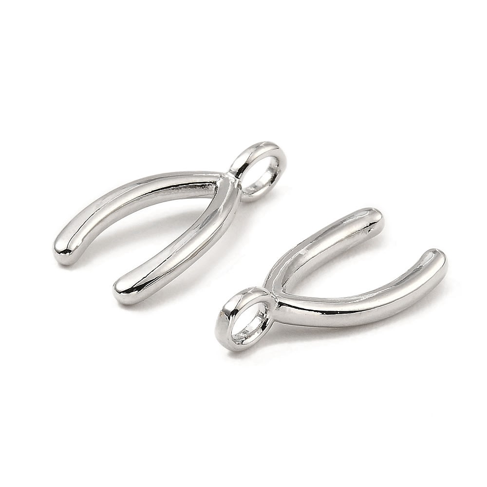 Dije pasador hueso de la suerte 17x8.5 mm latón / unidad2