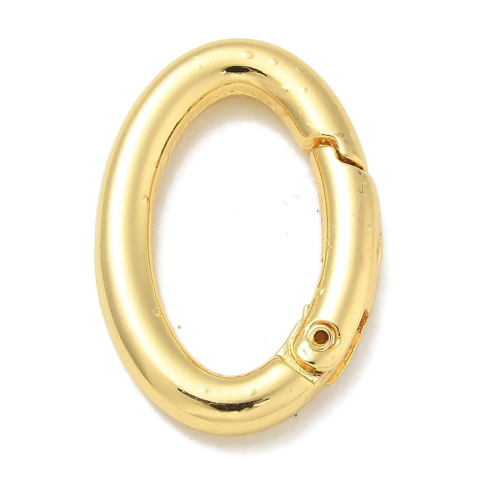 Anillo aro cerrado con cierre resorte 29.5x19.5 mm baño oro / unidad1