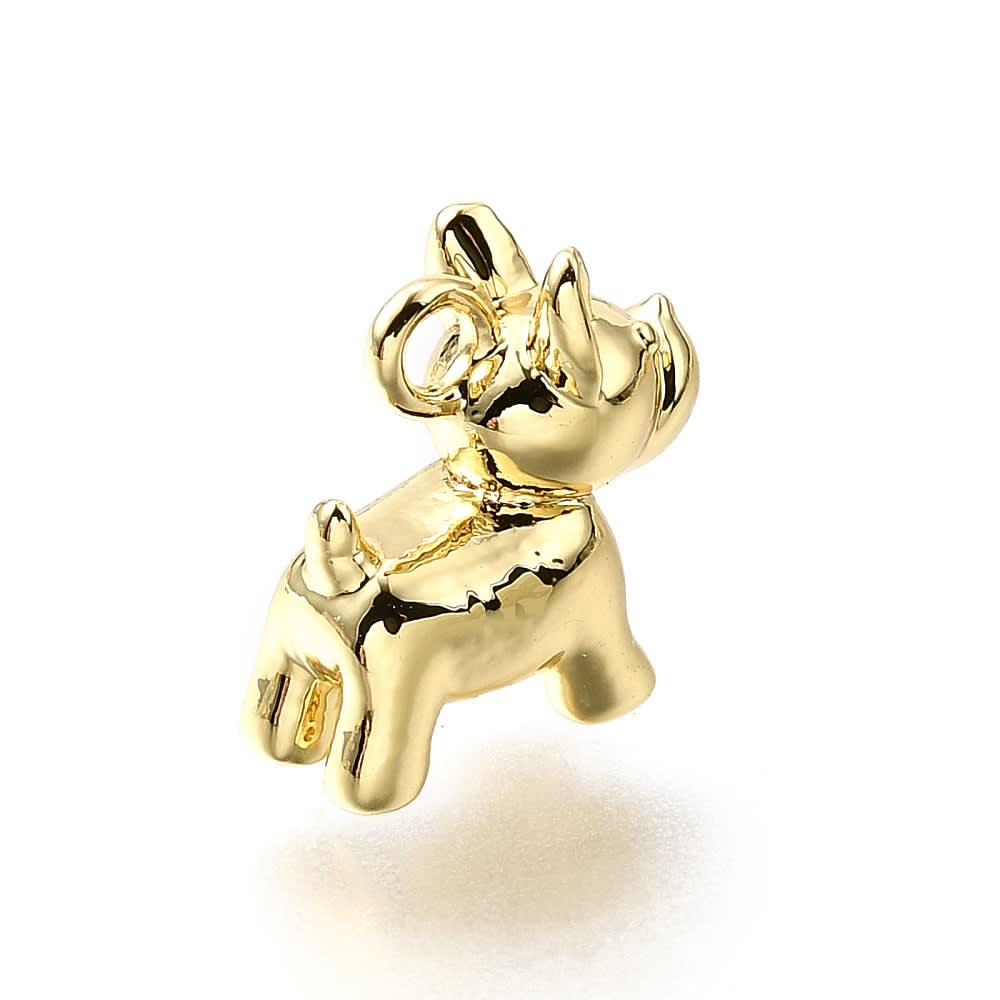 Dije colgante perro bulldog francés 10.5 mm baño oro / unidad2