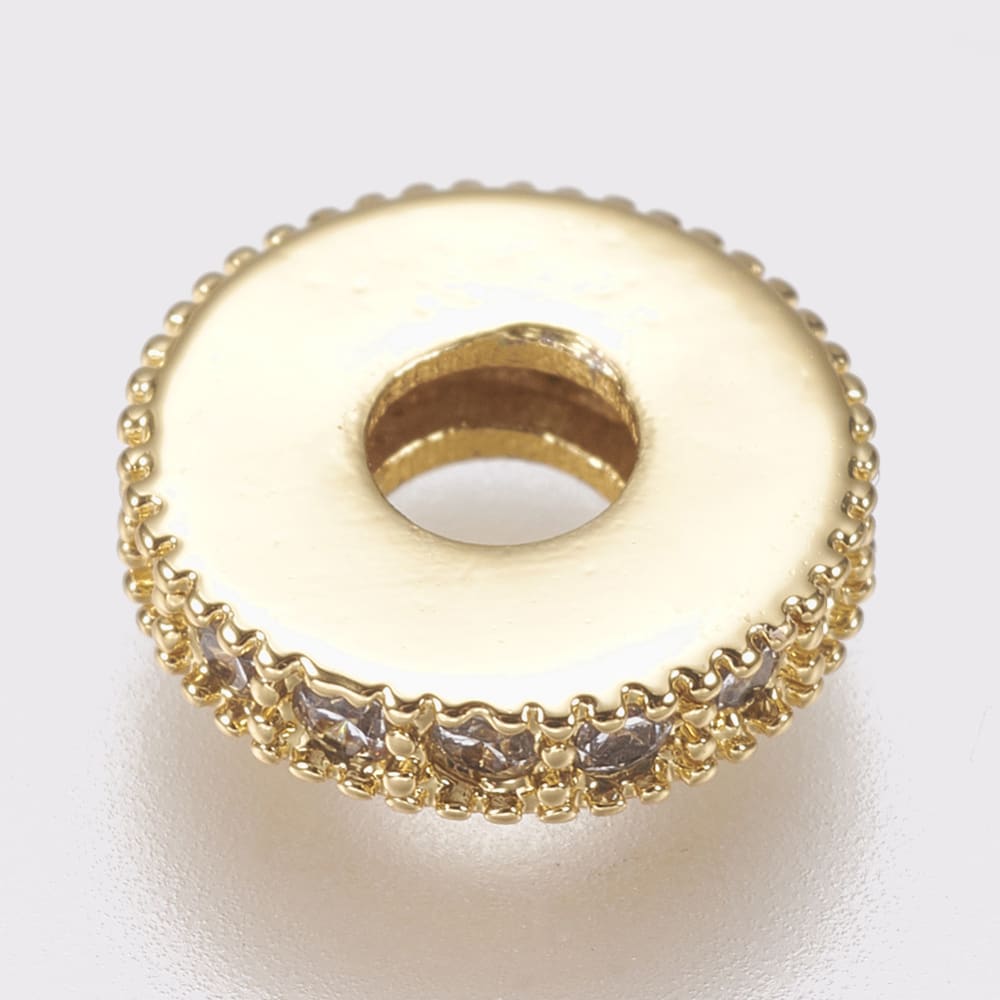 Separador redondo con zircón 8x2 mm baño de oro 18k / unidad2