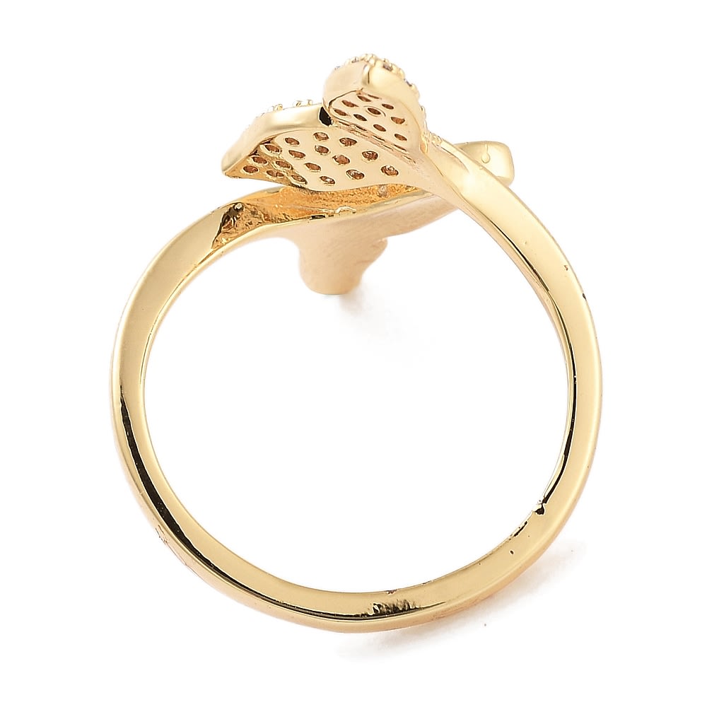 Anillo ajustable cola de sirena ballena zircón nácar baño de oro / unidad3