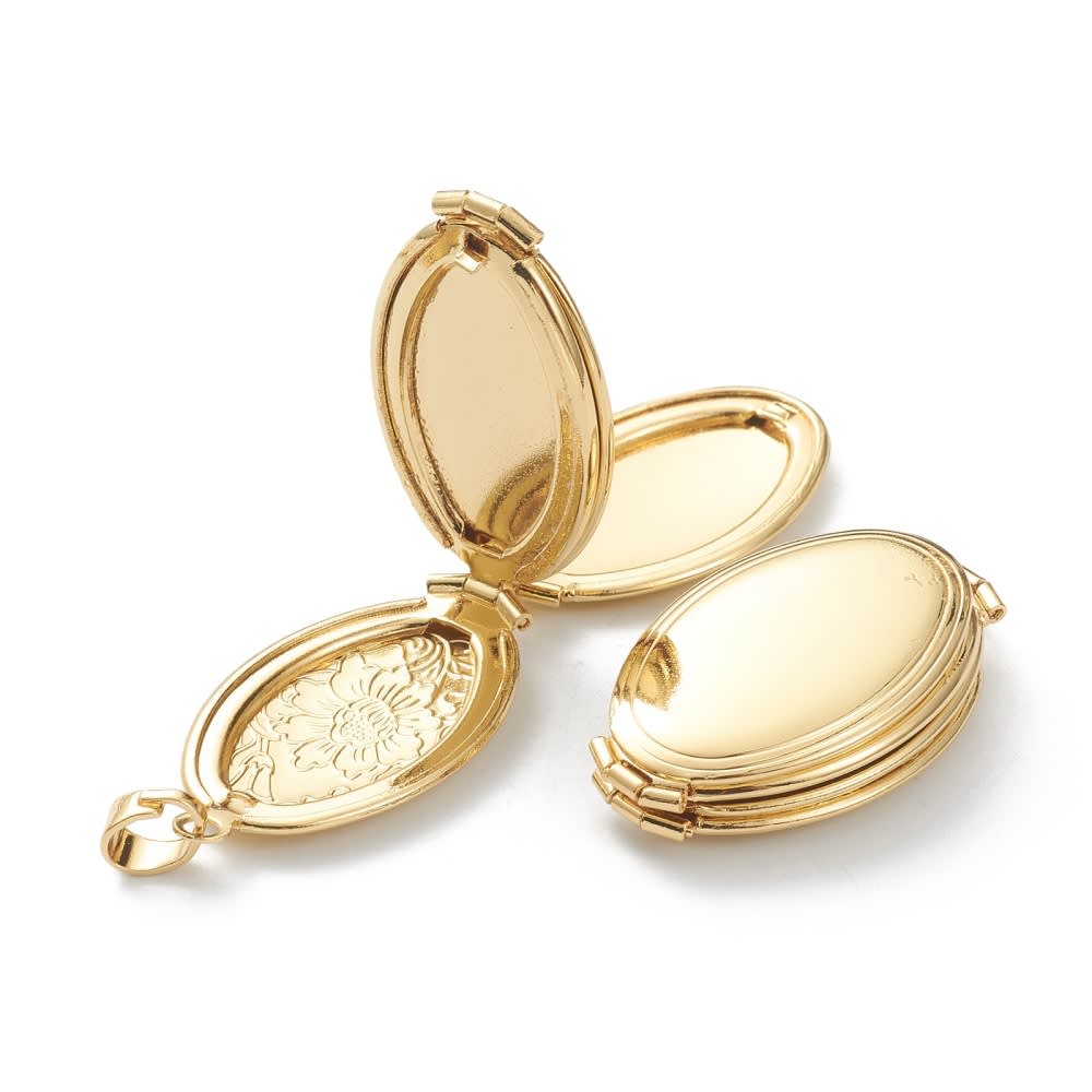 Relicario portafoto locket Triple Flor Baño de Oro cuatro foto / unidad2