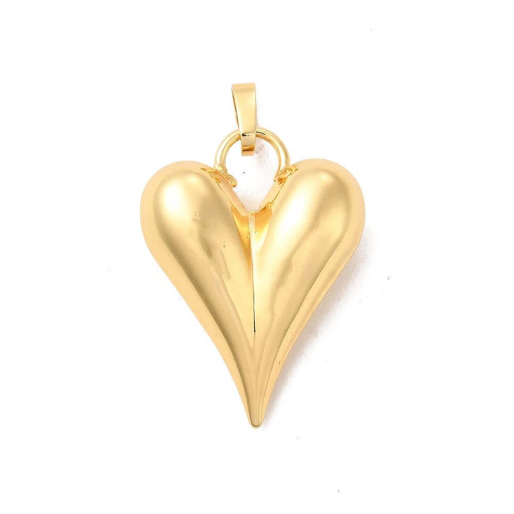 Dije colgante corazón alargado 28 mm baño oro / unidad1