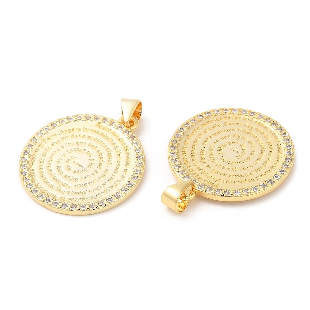 Dije colgante oración Padre nuestro 25 mm baño oro / unidad2