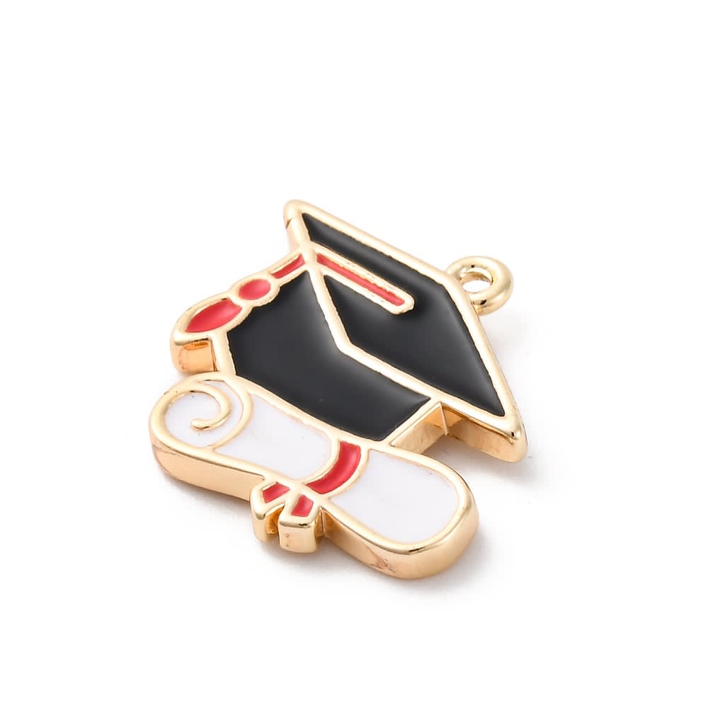 Dije colgante esmaltado 22 mm graduación birrete baño oro / unidad2