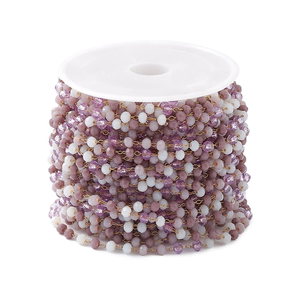 Cadena con cristal de color acero dorado / metro5