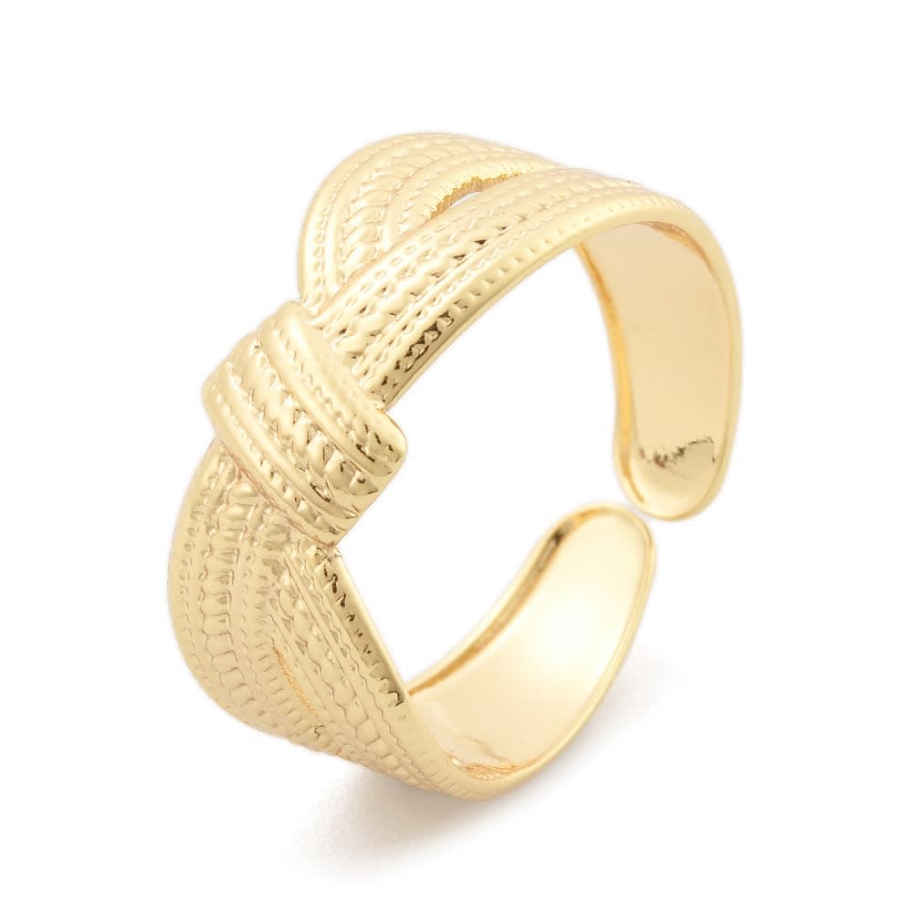 Anillo ajustable lazo con relieve baño oro / unidad1