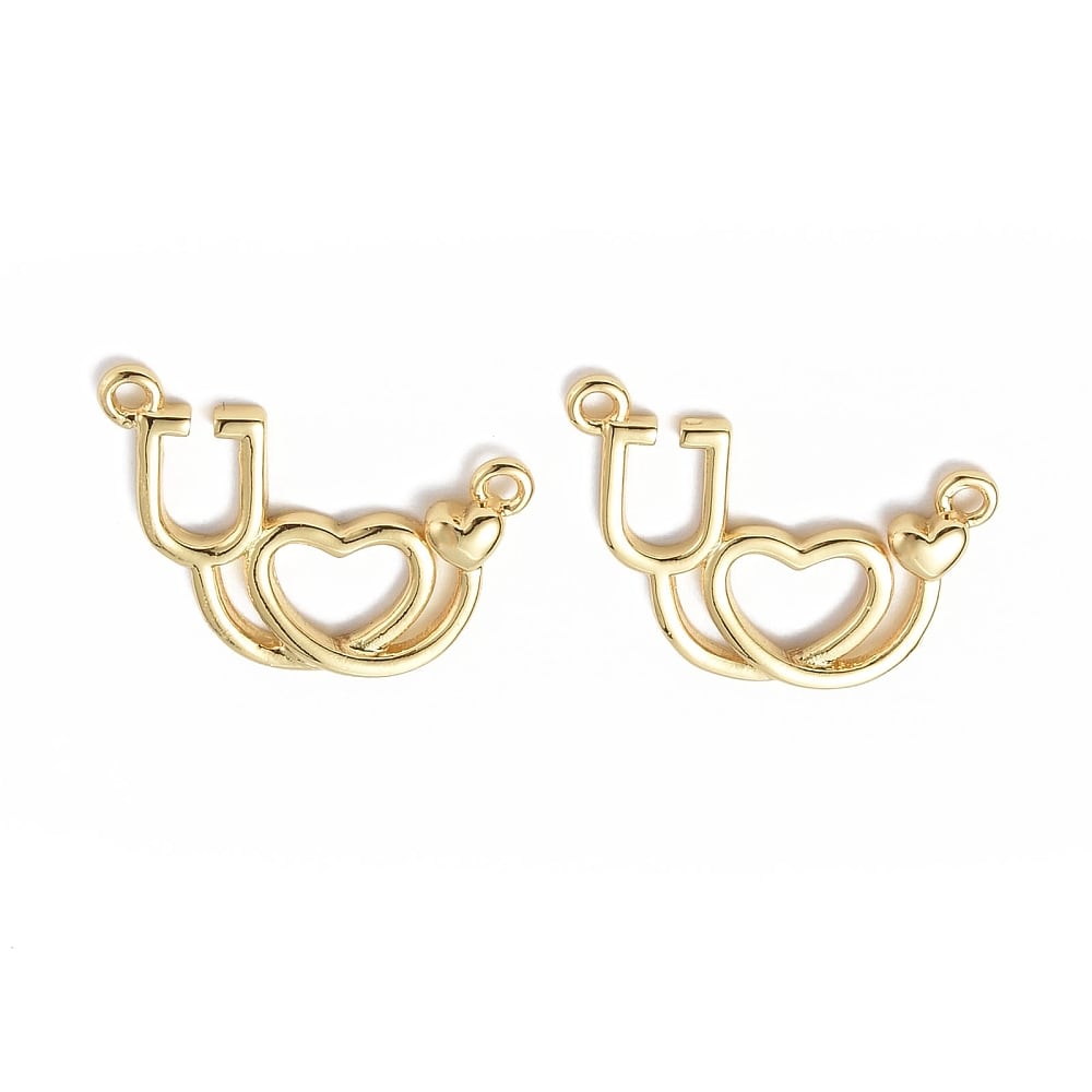 Dije conector estetoscopio médico 15.5 mm dorado plateado / unidad1
