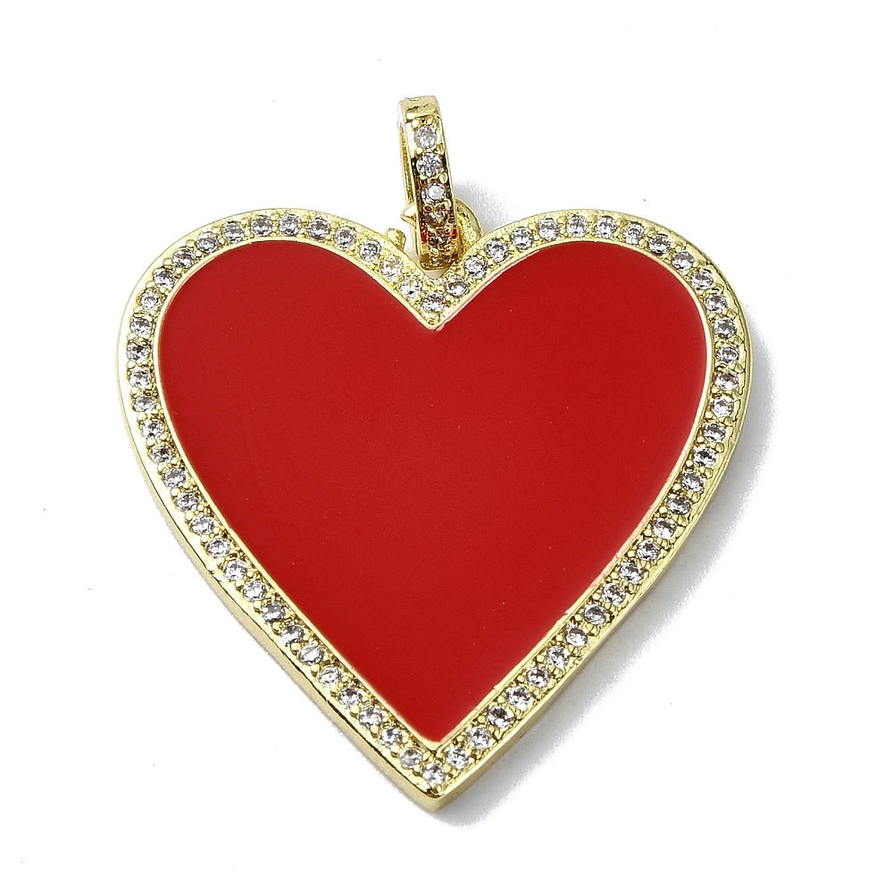 Maxi dije colgante corazón esmaltado zircón 31 mm baño de oro / unidad2