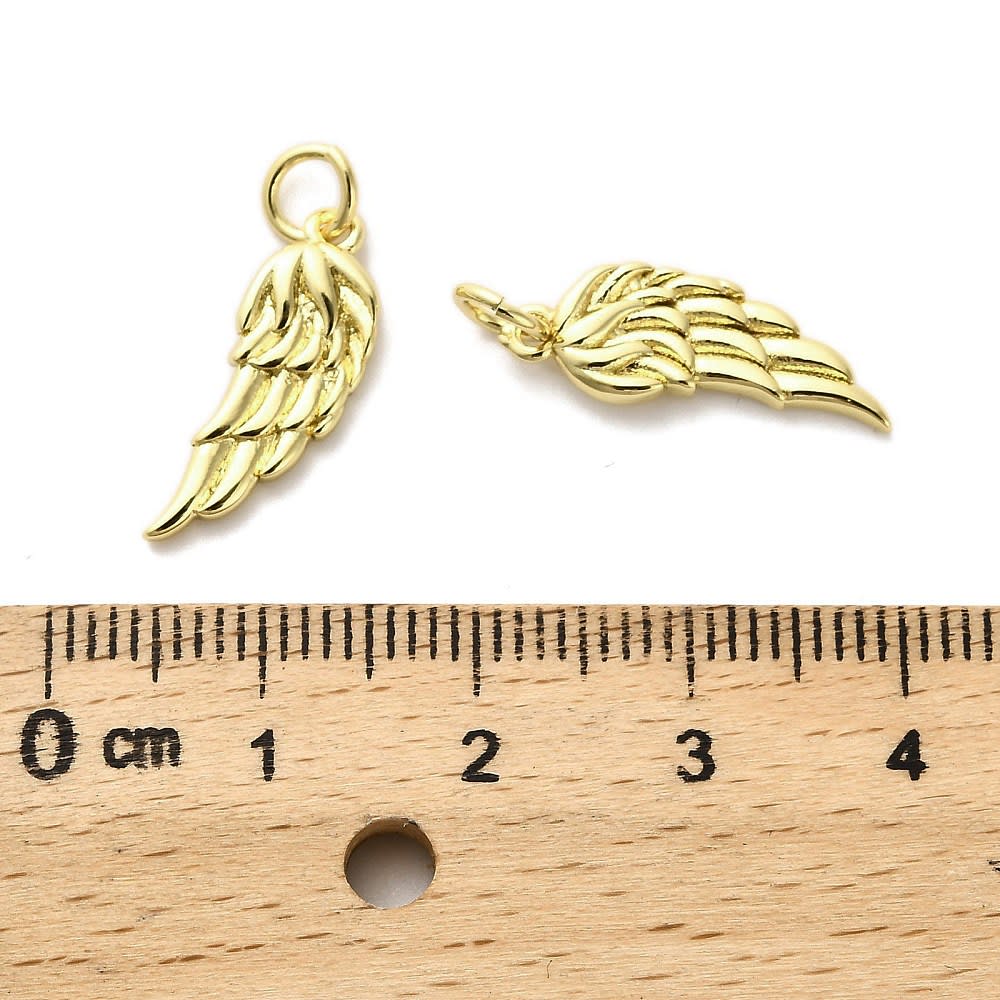 Dije colgante alas 19 mm baño de oro / unidad3