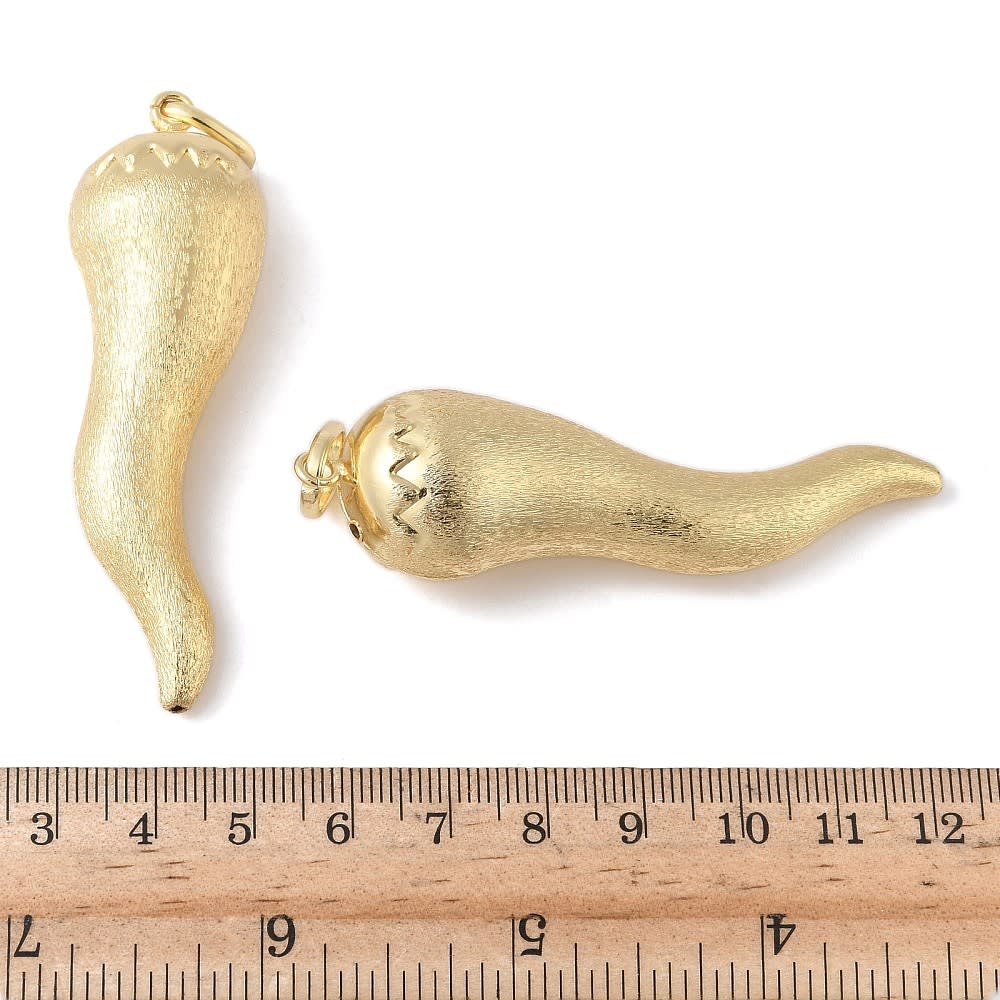 Maxi dije colgante cuerno italiano suerte 80 mm baño de oro / unidad3
