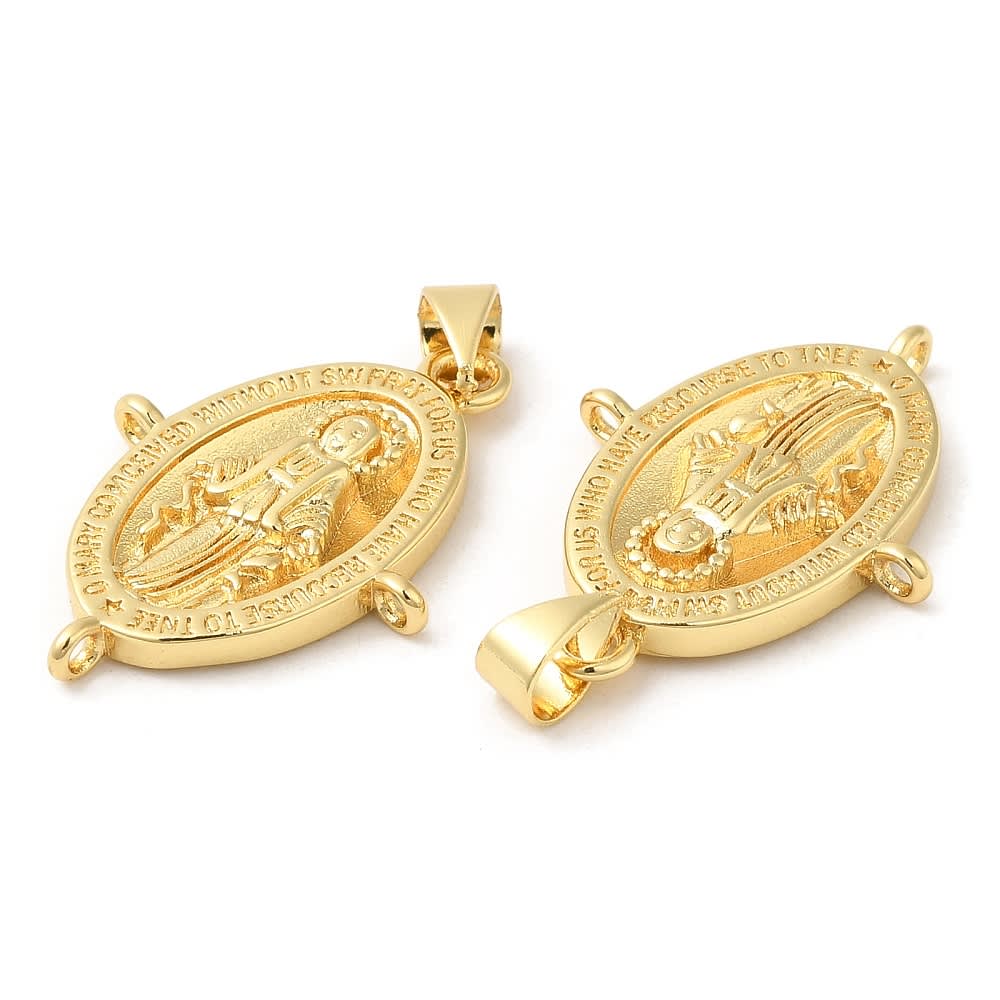 Dije colgante religioso con argolla para recamar baño oro / unidad3