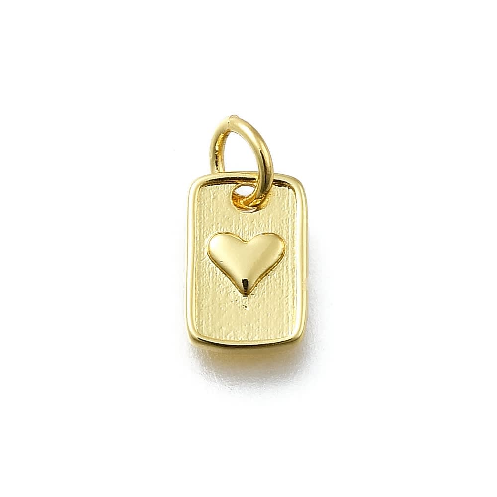 Dije colgante medalla corazón 9.5 mm baño de oro / unidad2