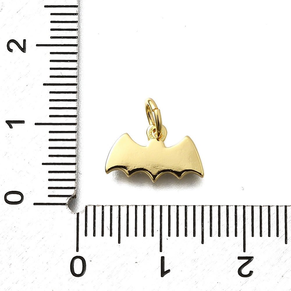 Dije colgante esmaltado murciélago Batman 12 mm baño oro / unidad3