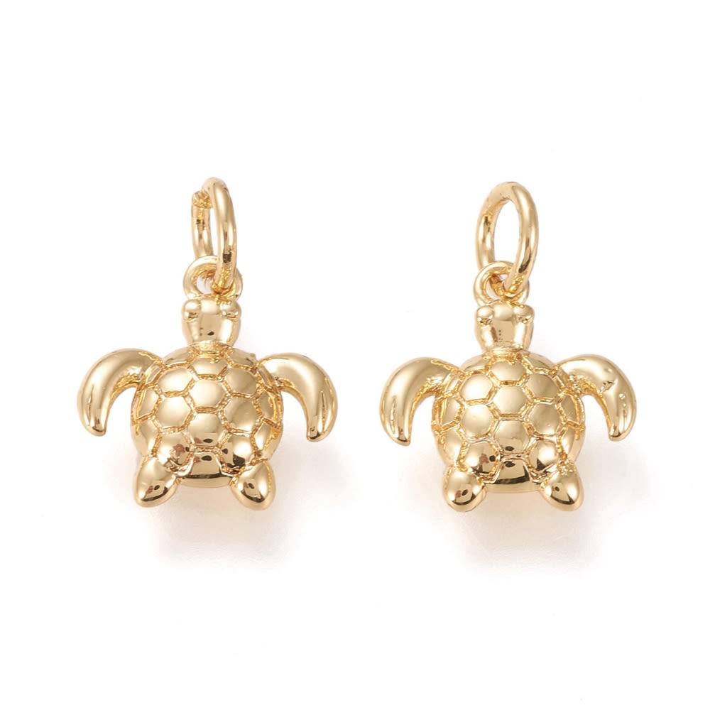 Dije colgante tortuga marina 12 mm baño de oro / unidad2