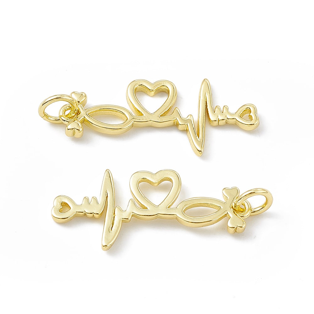 Dije colgante latido corazón 24 mm baño de oro / unidad2