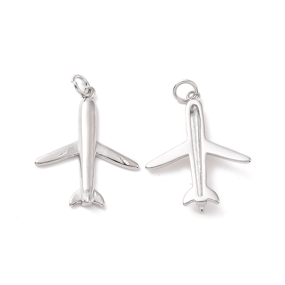 Dije colgante avión 24.5x20 mm latón / unidad4