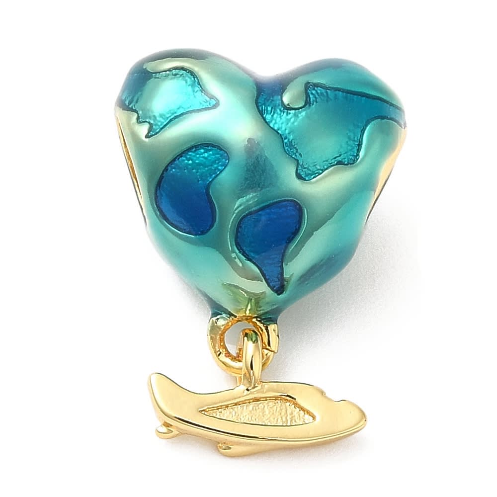 Colgante europeo charm planeta mundo avión baño oro / unidad3