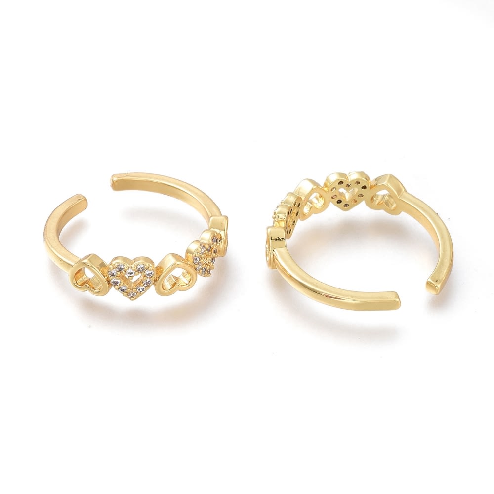 Anillo ajustable corazón midi ring baño de oro / unidad1