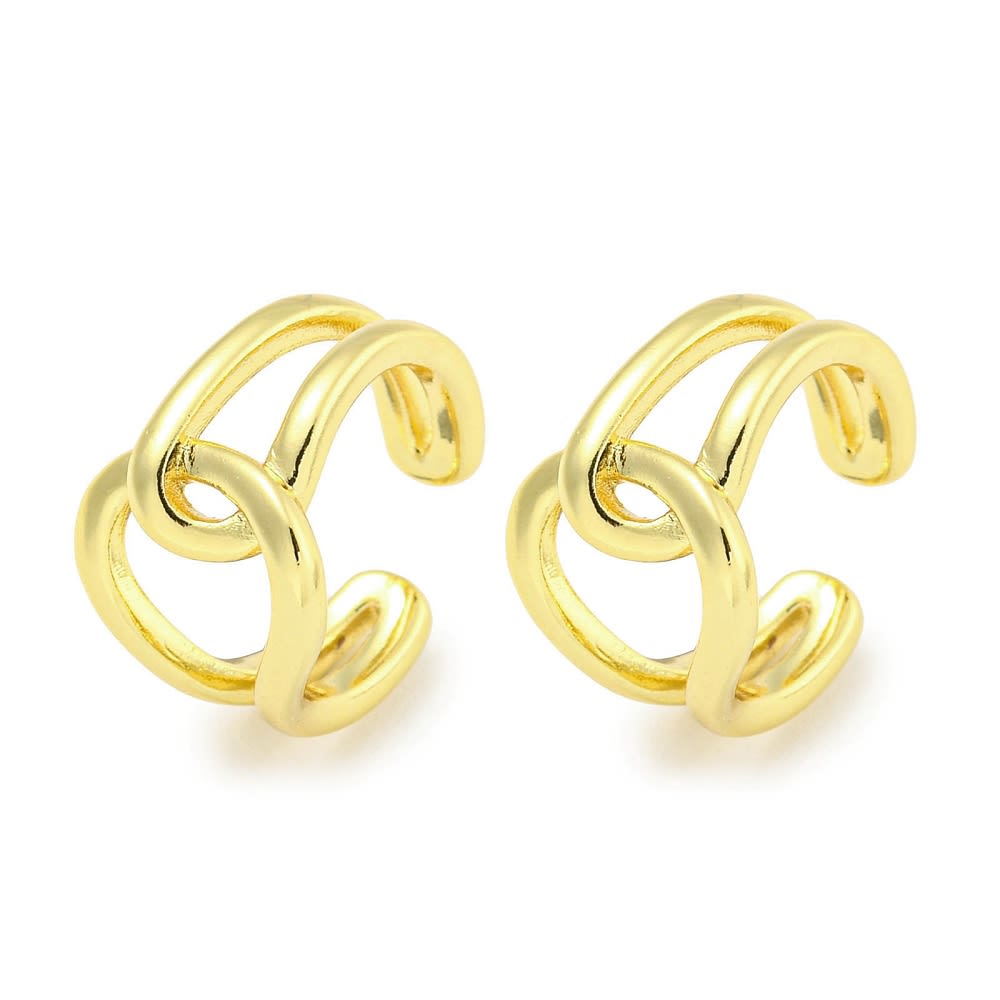 Ear cuff aros solitarios eslabones entrelazados 16 mm baño oro / unidad1
