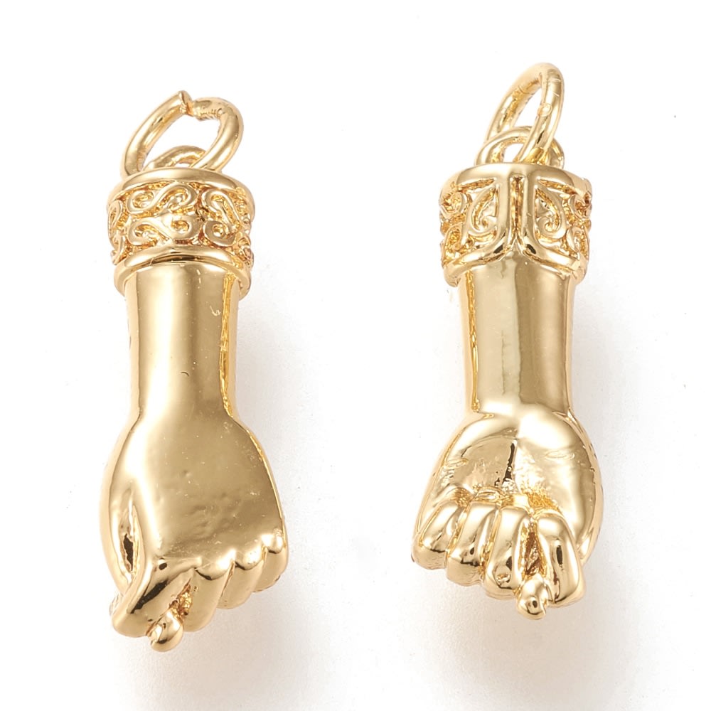 Dije colgante mano protectora higa 20 mm baño oro / unidad2