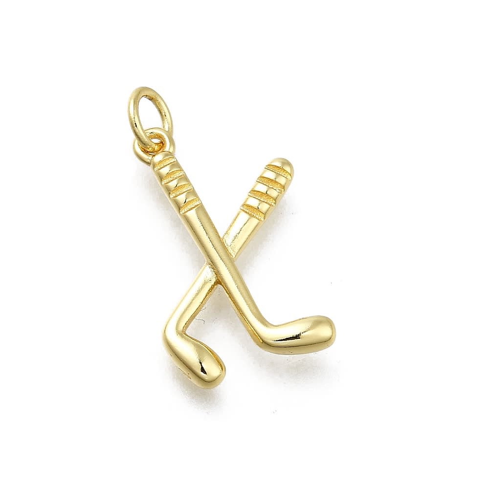 Dije colgante Hockey 21 mm baño oro / unidad1