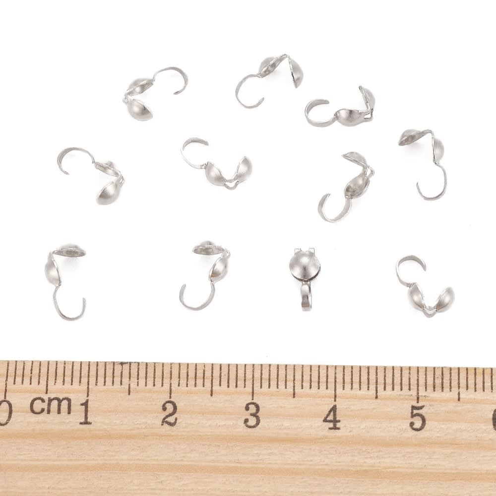 Tapa nudos Calotte acero plateado argolla abierta / 10 uds6