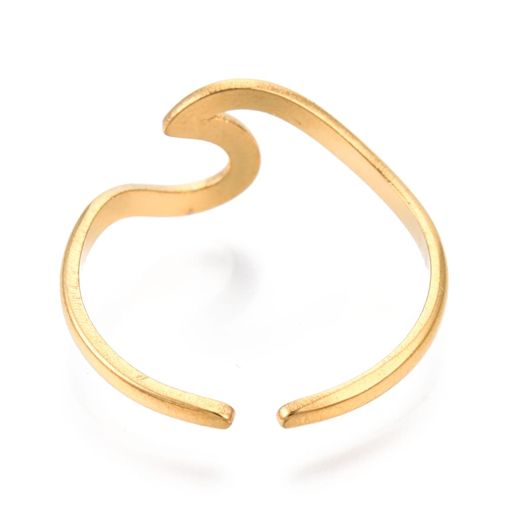 Anillo ajustable ola de mar sea wave acero dorado / unidad4