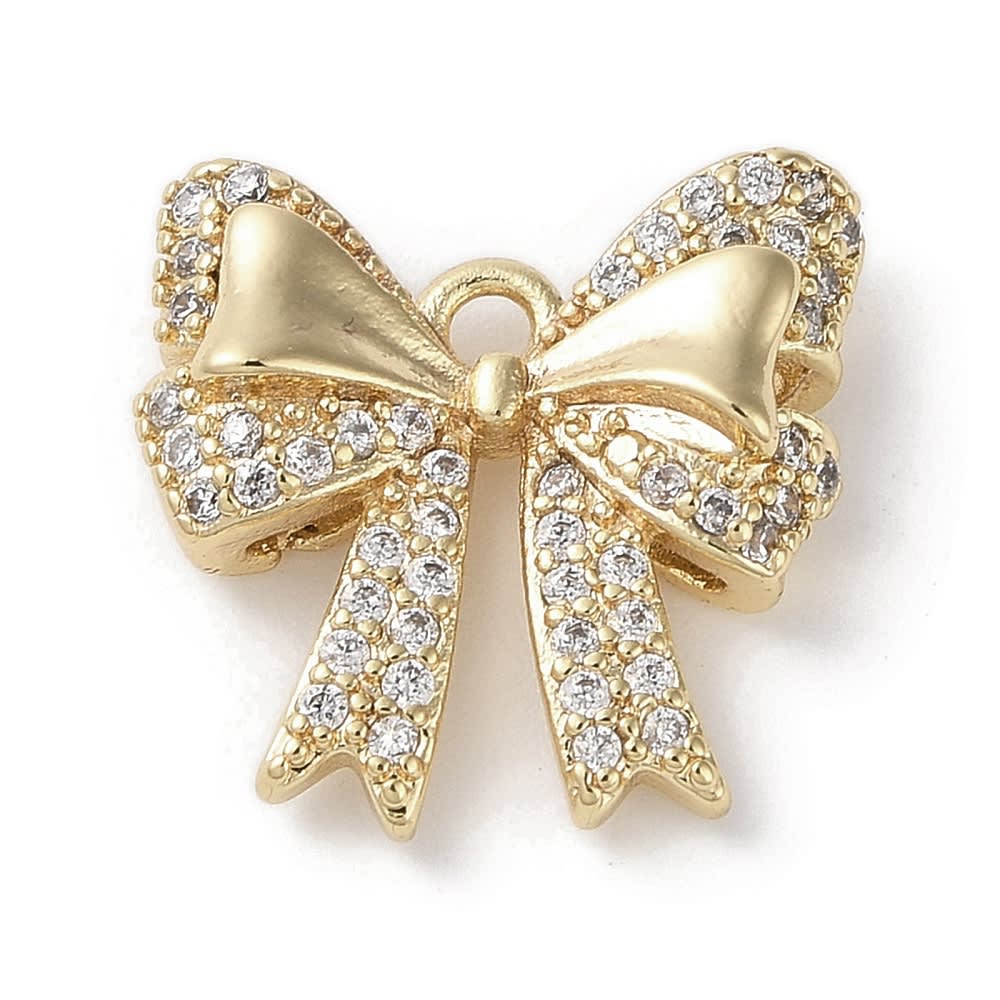 Dije colgante lazo coquette 14 mm baño oro / unidad1