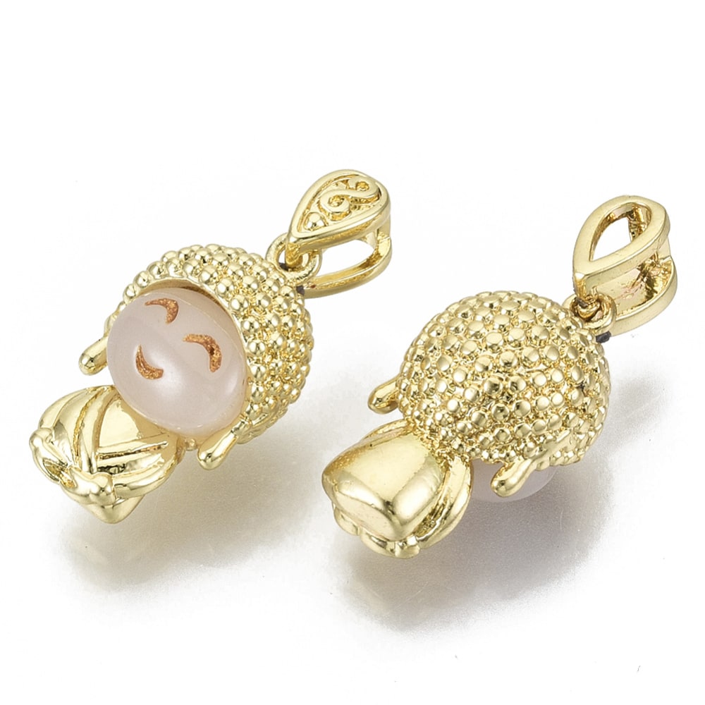 Dije colgante buda miniatura 17 mm baño oro / unidad2