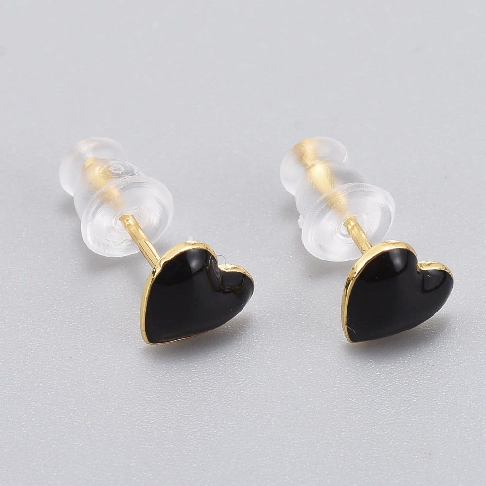 Aros topo topito segunda etapa corazón 6 mm baño de oro / par3