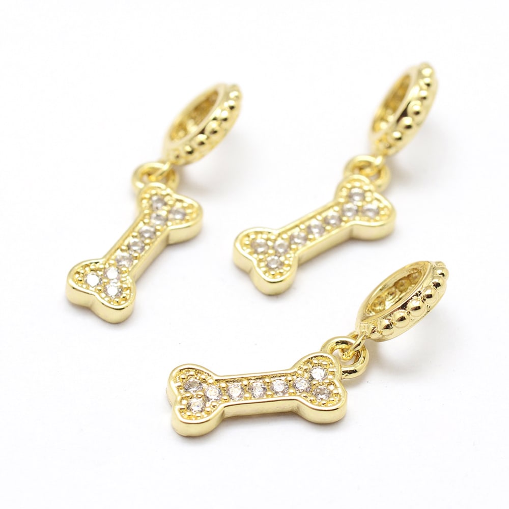 Colgante europeo charm hueso mascota perro dije baño de oro / unidad2