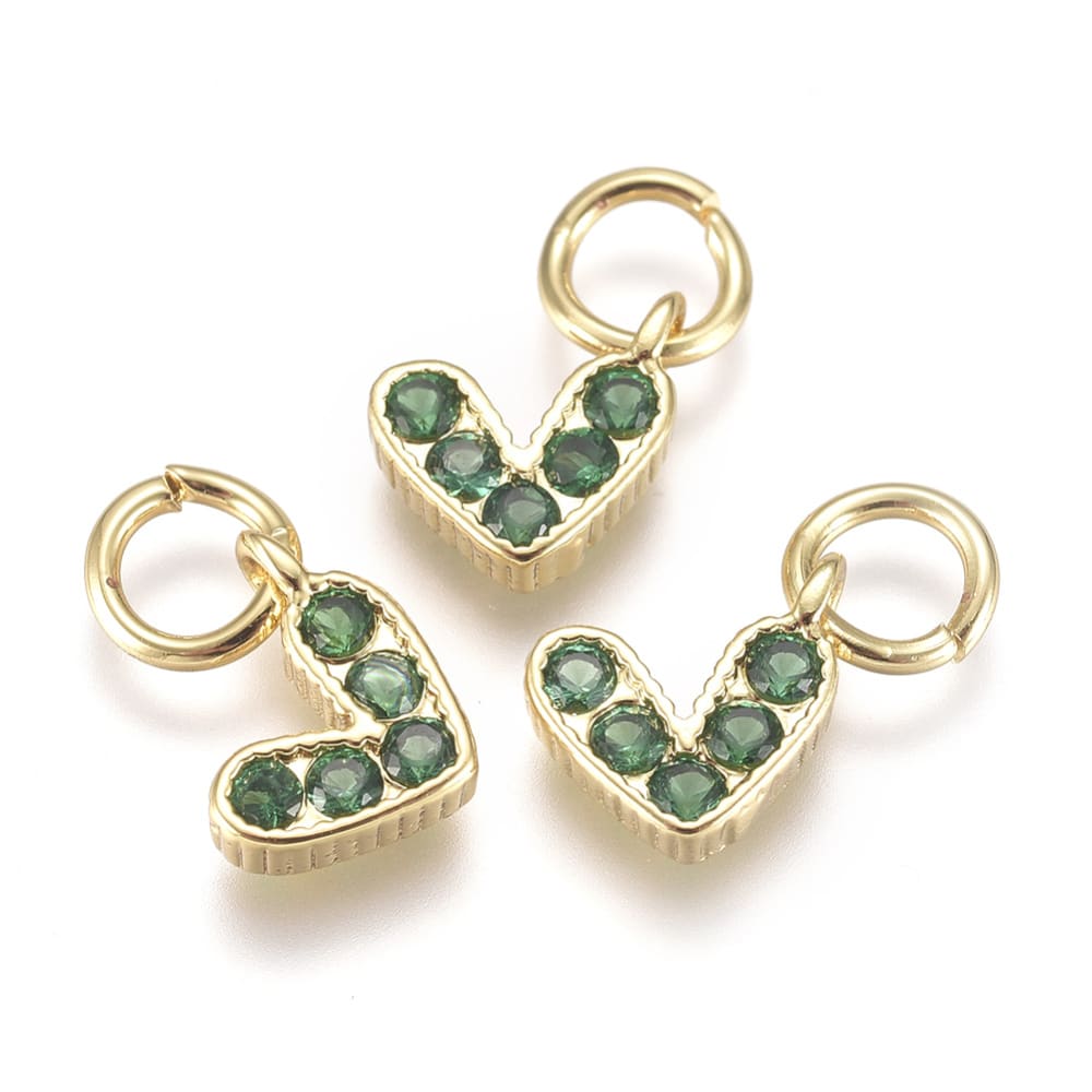 Dije colgante corazón zircón color baño de oro / unidad4