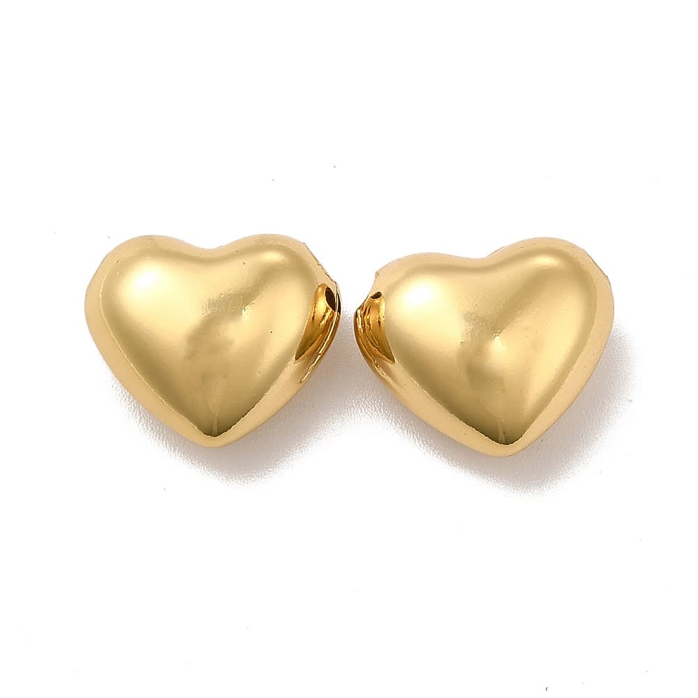 Dije pasador corazón inflado 15mm baño oro / unidad2