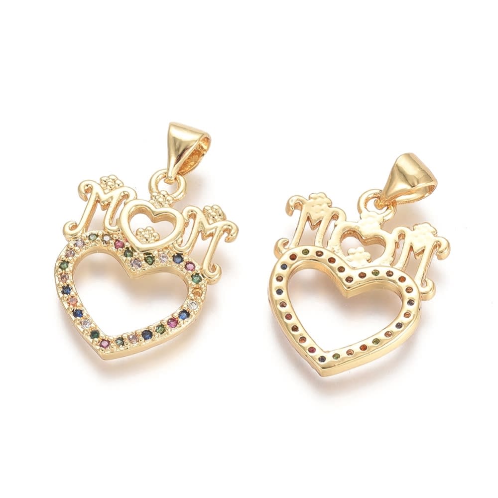 Dije colgante mom corazón color baño de oro / unidad2