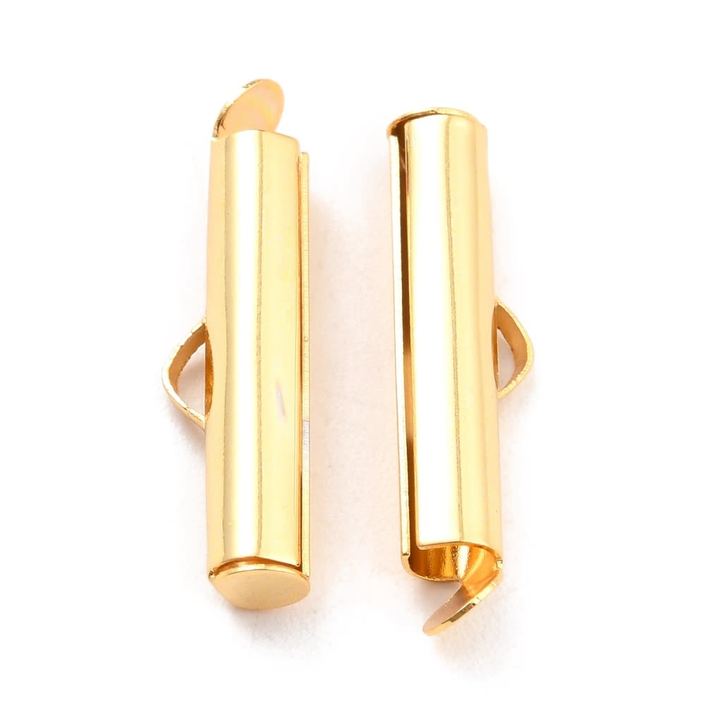 Terminal tubo para pulsera collar 10-40 mm acero dorado / par5