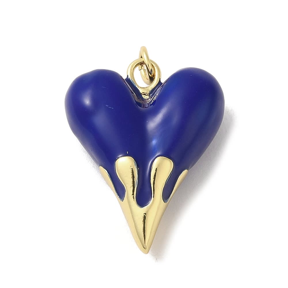 Dije colgante corazón alargado esmaltado 24.5 mm baño oro / unidad3