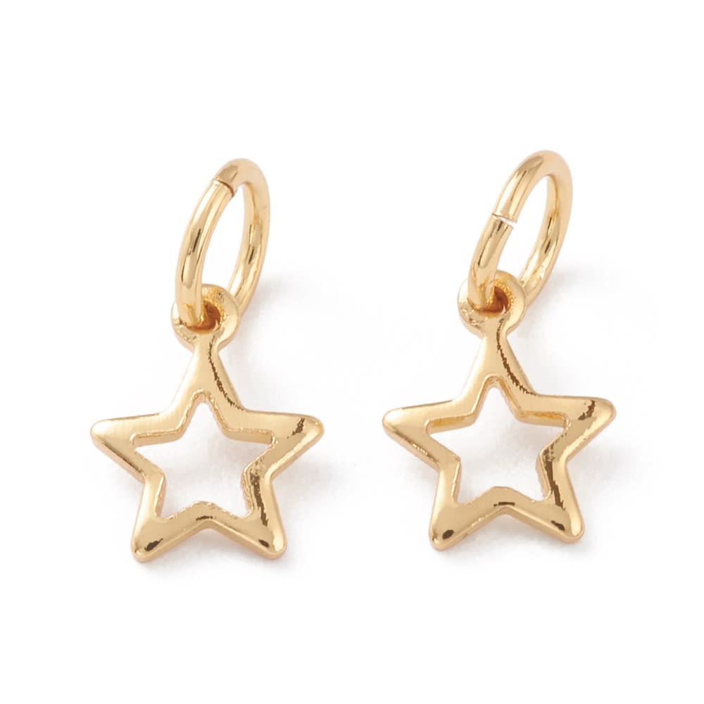 Dije colgante mini estrella star 8 mm baño de oro / unidad1