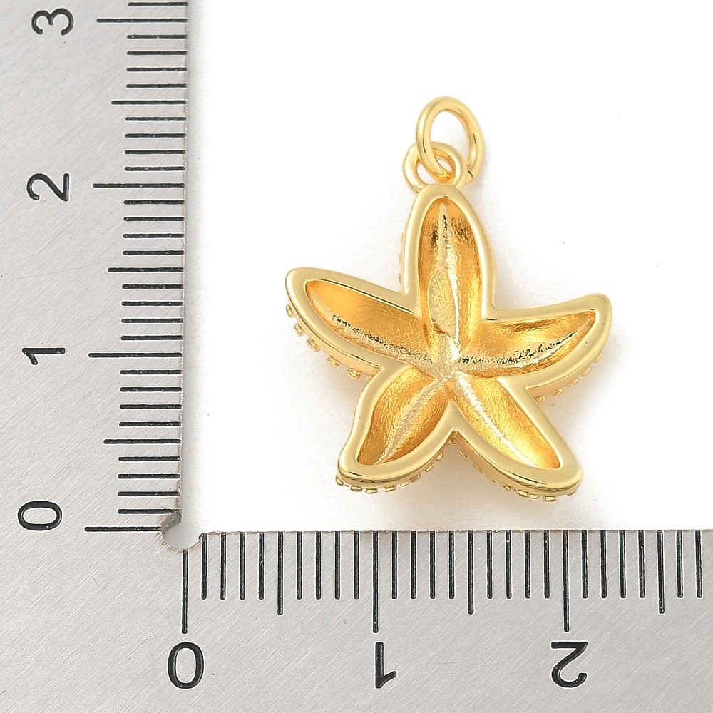 Dije colgante estrella de mar 20.5 mm baño de oro / unidad3