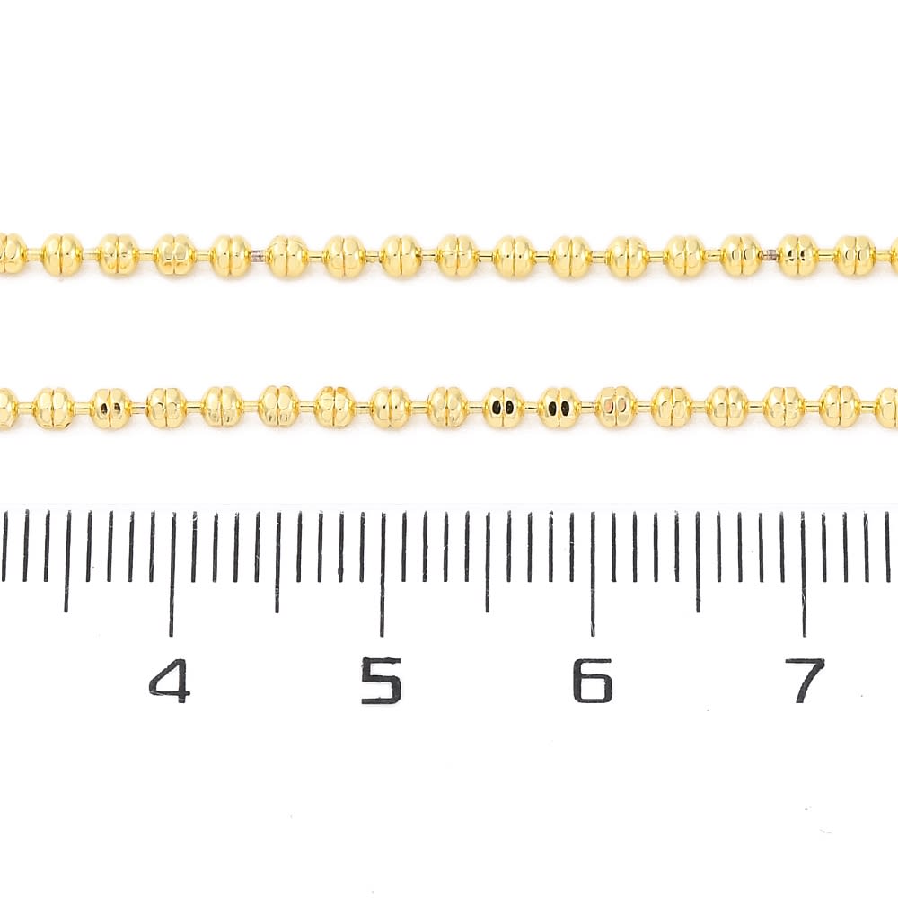 Cadena armada balines cilíndricos 2 mm baño oro / unidad2