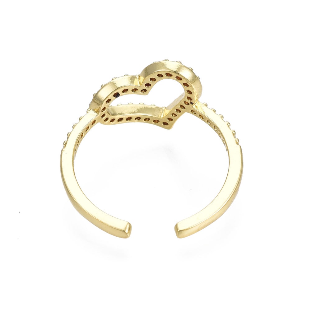 Anillo ajustable maxi silueta corazón baño de oro / unidad3