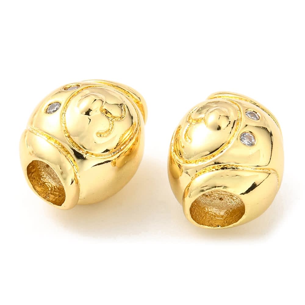 Pasador estilo europeo charm mascota perro zircón baño oro / unidad2