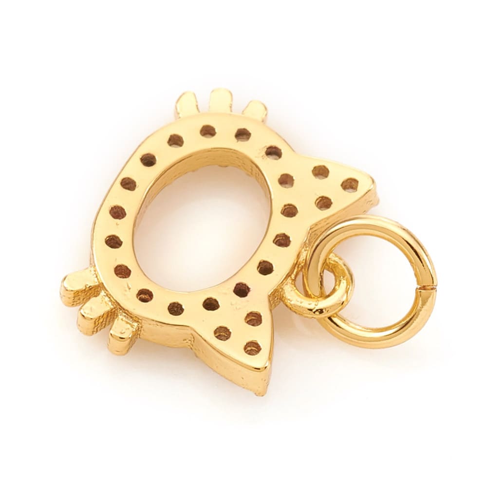 Dije colgante felino gato zircón baño de oro / unidad2