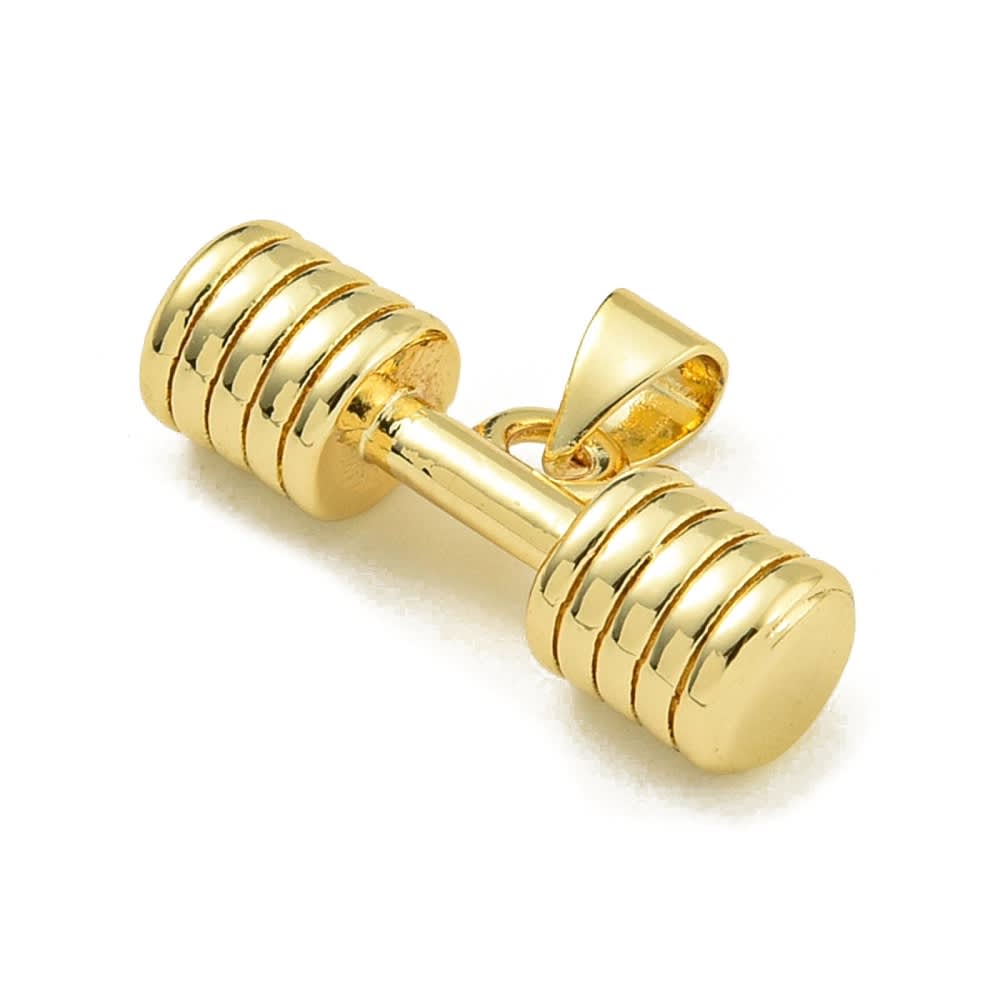 Dije colgante gym pesa mancuerna 22.5 mm baño de oro / unidad2
