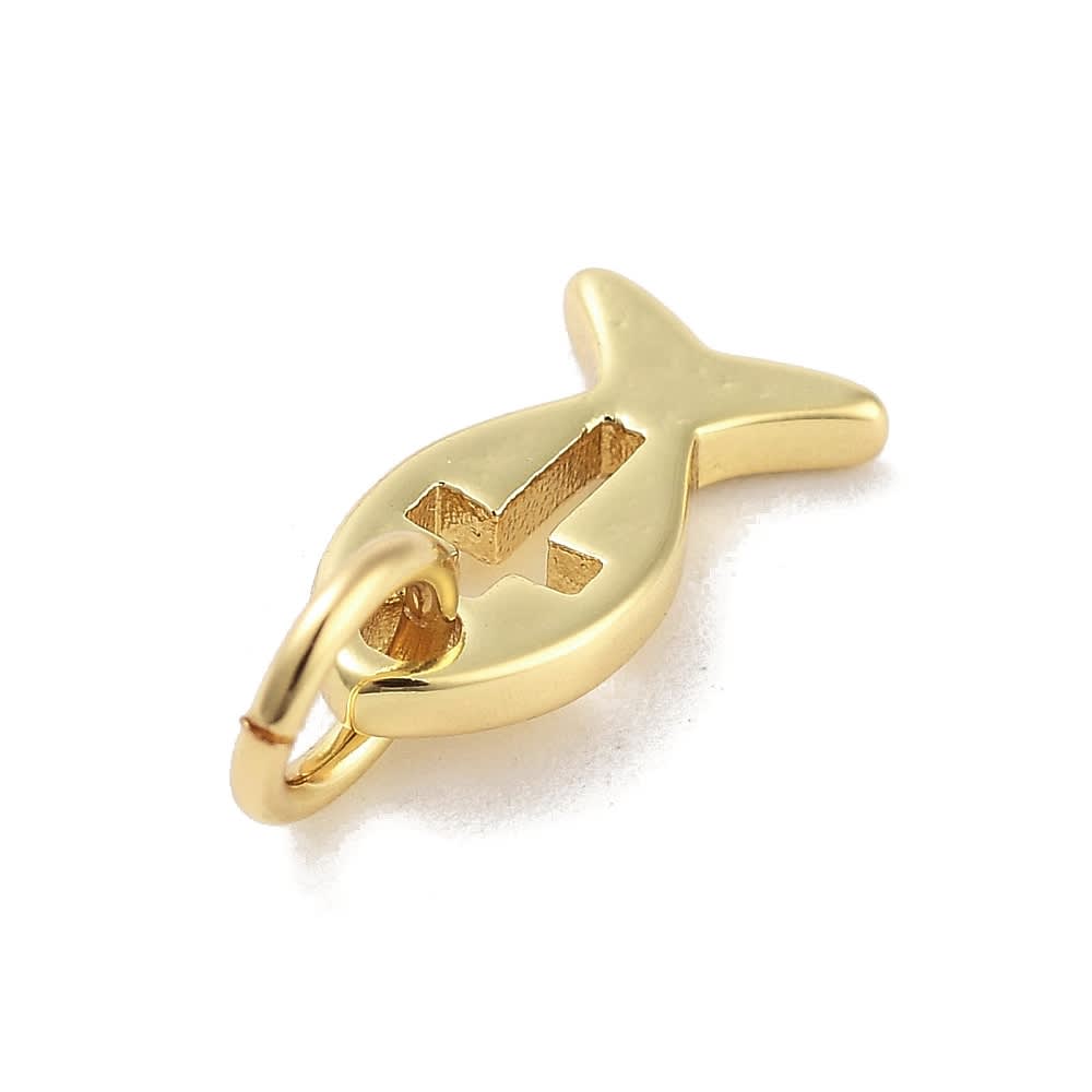Dije colgante religioso pez cruz 10.5 mm latón / unidad3